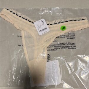 Free People Cream Lace-Trim Thong So Sweet - ivory Combo